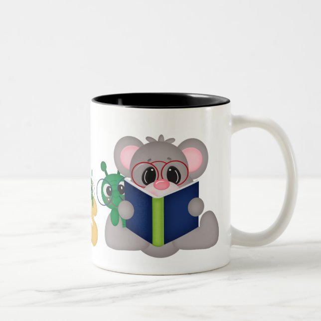 Reading Mouse cartoon coffee mug (Right)