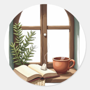 Reading Nook Still Life Classic Round Sticker