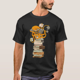 Reading Octopus, Tea, Coffee And Books T-Shirt