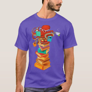 Reading Octopus Tea Coffee Book Lover Bookworm Rea T-Shirt