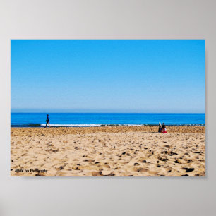 Reading on the Sandy Beach Poster