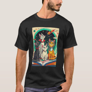 Reading Opens a Gateway to Cosmic Cat Adventures T-Shirt