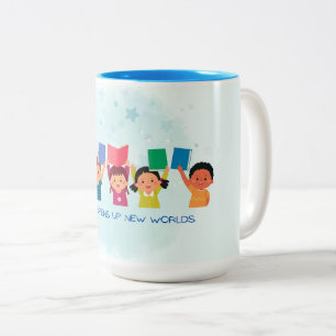 Reading Opens Up New Worlds Two-Tone Coffee Mug