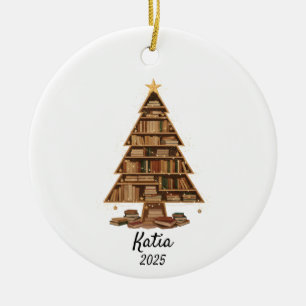 Reading Ornament, Book Lover Gift, Bookworm Gift Ceramic Tree Decoration