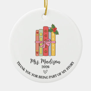 Reading Ornament, Literacy Coach Gift for School  Ceramic Tree Decoration