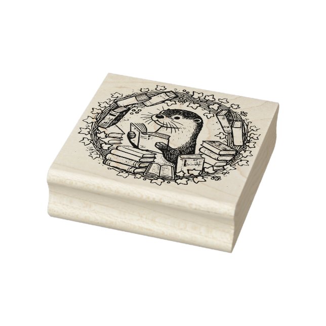 Reading Otter Bookish Illustration Readers         Rubber Stamp (Stamp)