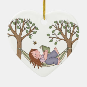 Reading Outdoors Is Fun! Ceramic Tree Decoration