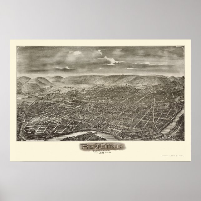 Reading, PA Panoramic Map - 1898 Poster (Front)