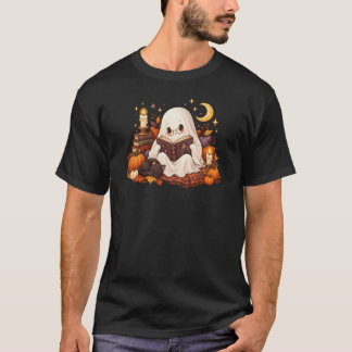 Reading Past My Bedtime Cute Ghost Book Lover Hall T-Shirt