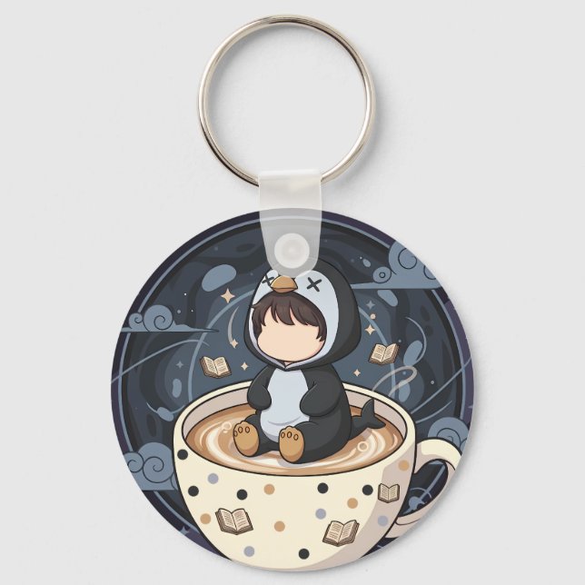 Reading Penguin with Warm Cup Key Ring (Back)