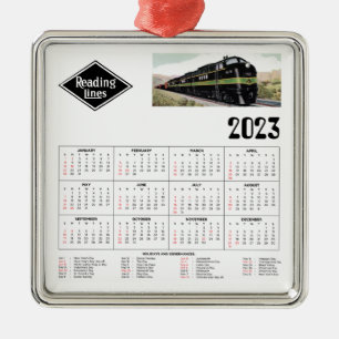 Reading railroad calendar     metal tree decoration