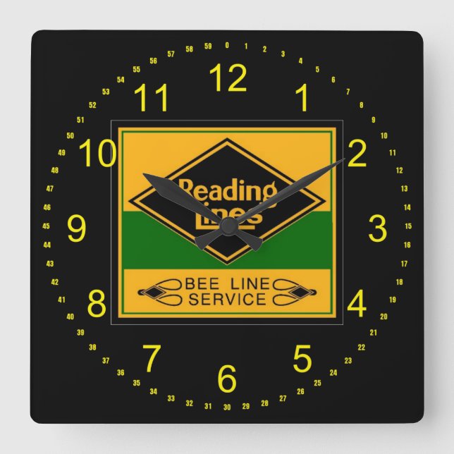 Reading Railroad Lines, Bee Line Service Wall Square Wall Clock (Front)