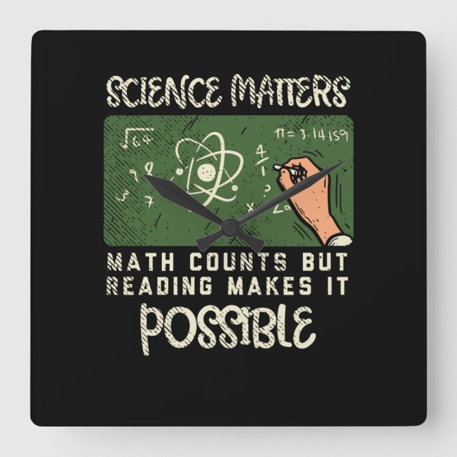 Reading - Reading Makes It Possible Square Wall Clock (Front)