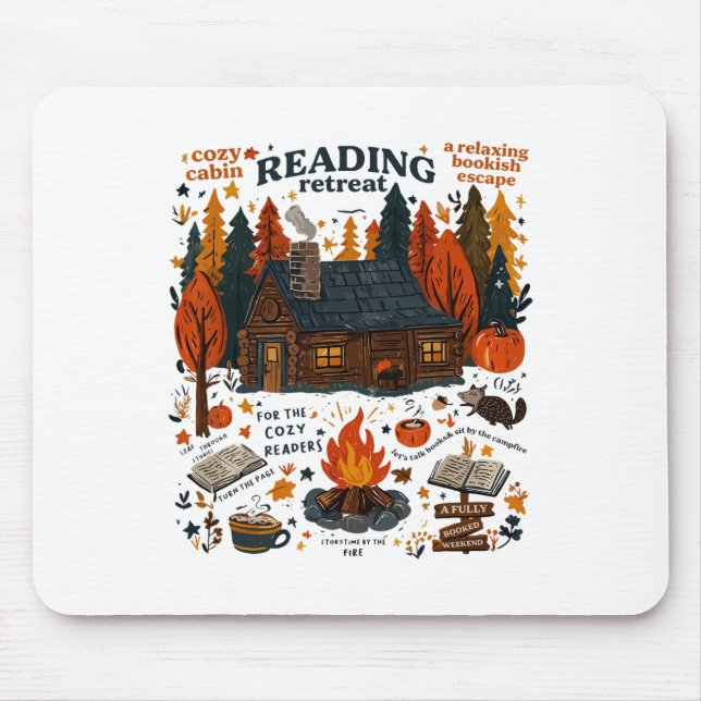 Reading Retreat Ghost Read More Books Funny Hallow Mouse Mat (Front)
