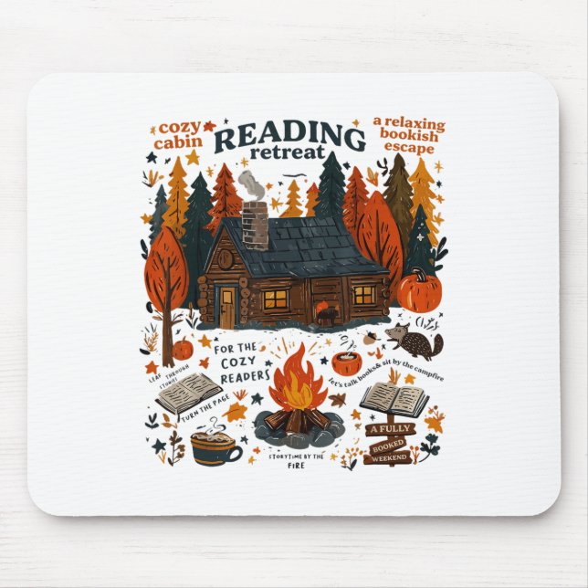Reading Retreat Ghost Read More Books Funny Hallow Mouse Mat (Front)