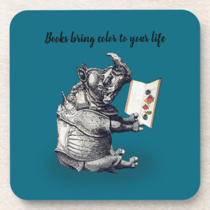 Reading Rhinoceros loves books Coaster