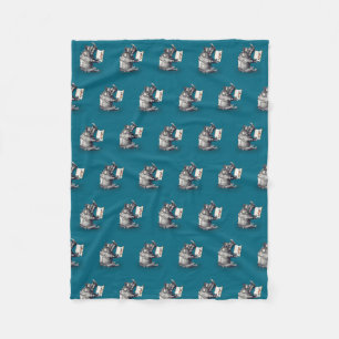Reading Rhinoceros loves books Fleece Blanket