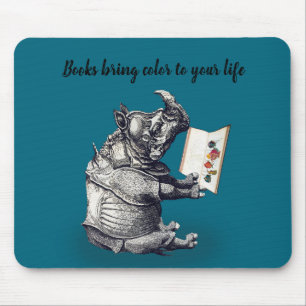 Reading Rhinoceros loves books Mouse Mat