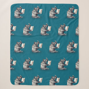 Reading Rhinoceros loves books Sherpa Blanket
