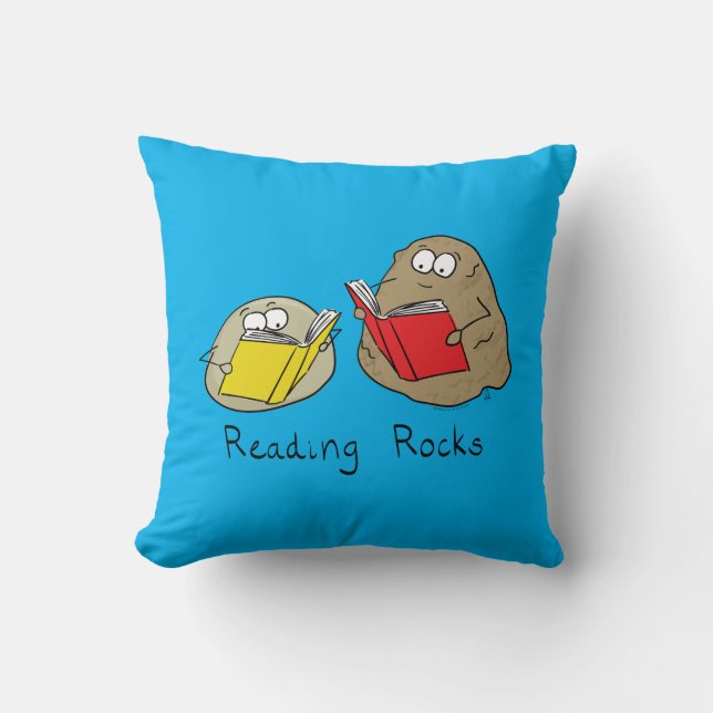 Reading Rocks Cute Kids Cartoon Cushion (Front)
