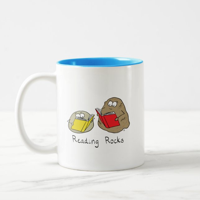 Reading Rocks Funny Book Coffee Mug (Left)