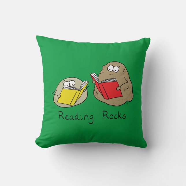 Reading Rocks Funny Book Pillow (Front)