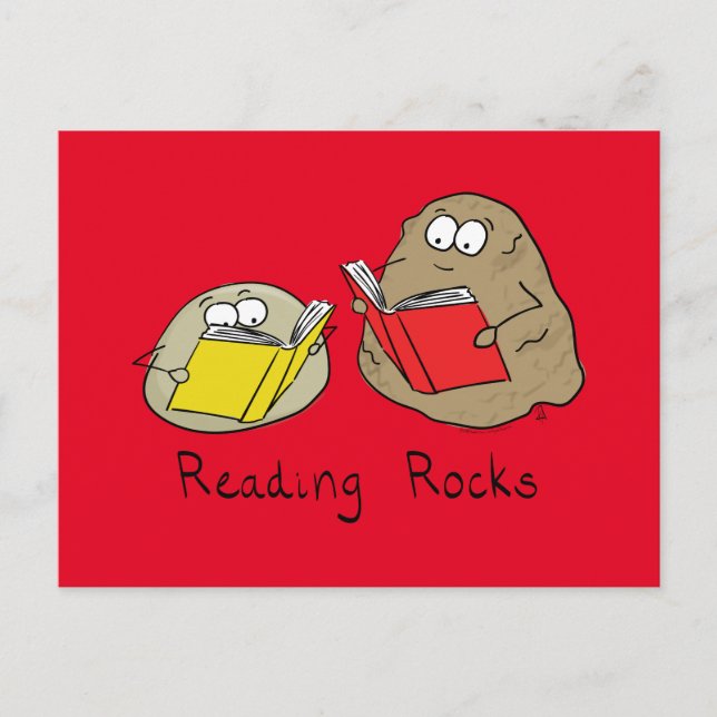Reading Rocks Funny Book Postcard (Front)