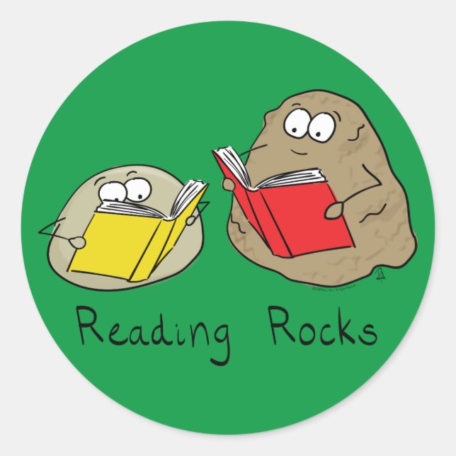 Reading Rocks Funny Book Stickers (Front)