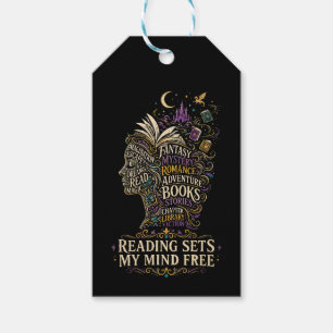 Reading sets my mind free for book lovers gift tags