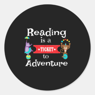 Reading Shirt For Kids And Teachers Circus Animal  Classic Round Sticker