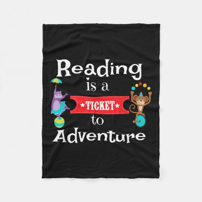 Reading Shirt For Kids And Teachers Circus Animal  Fleece Blanket (Front)