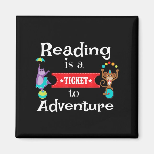 Reading Shirt For Kids And Teachers Circus Animal  Magnet (Front)