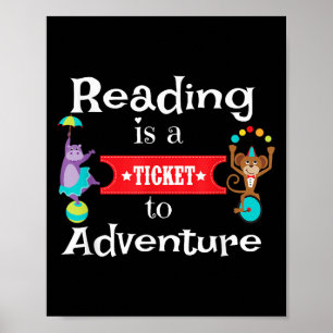 Reading Shirt For Kids And Teachers Circus Animal  Poster