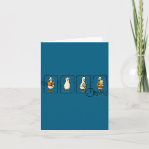 Reading silly goose book funny cute bookish card