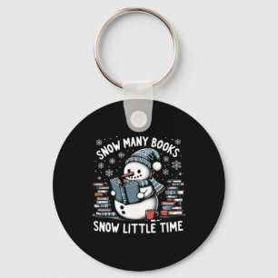 Reading Snowman So Many Books Funny Christmas Men Key Ring