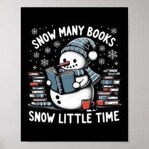 Reading Snowman So Many Books Funny Christmas Men Poster
