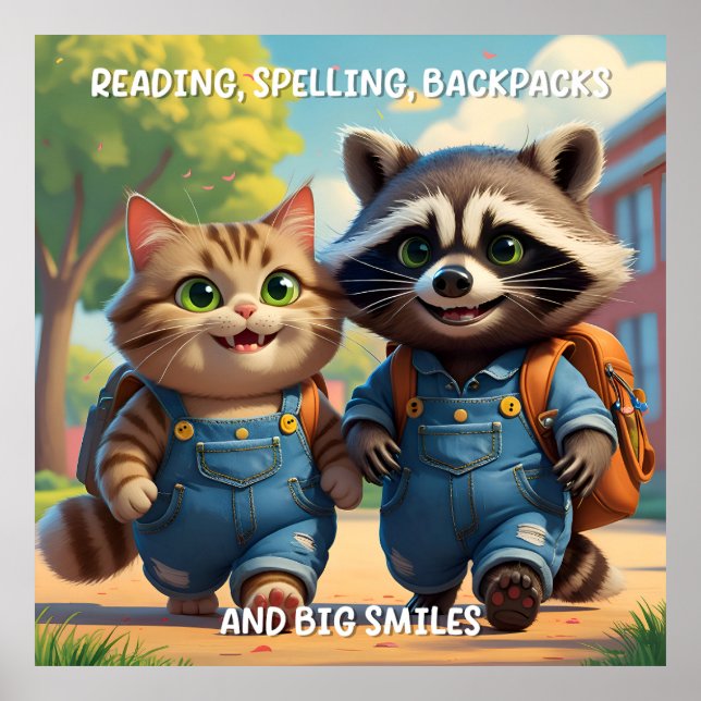 Reading, Spelling, Backpacks & Smiles Poster (Front)