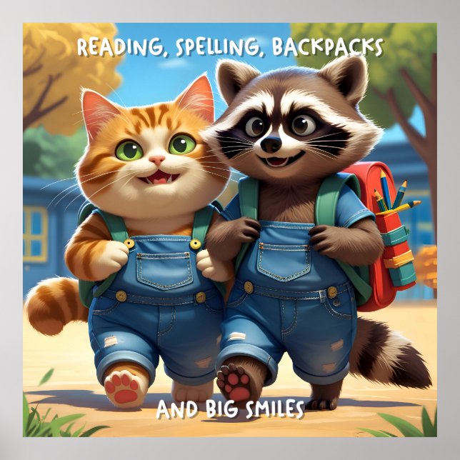 Reading, Spelling, Backpacks & Smiles V2+Text Poster (Front)