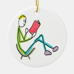 Reading Stickman Ceramic Tree Decoration