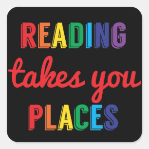 Reading Takes You Places, Love Reading Square Sticker