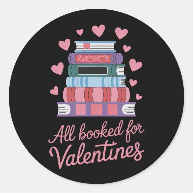 Reading Teacher All Booked for Valentine's Day Classic Round Sticker (Front)