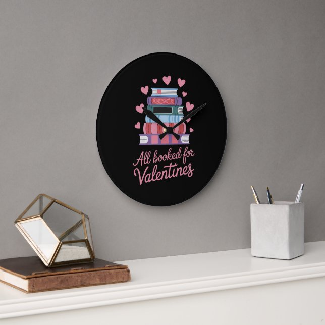 Reading Teacher All Booked for Valentine's Day Large Clock (Office)
