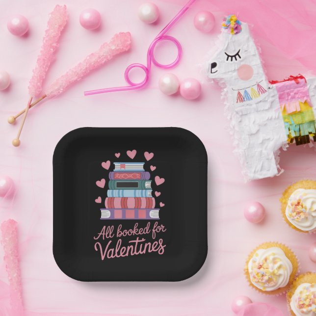Reading Teacher All Booked for Valentine's Day Paper Plate (Party)