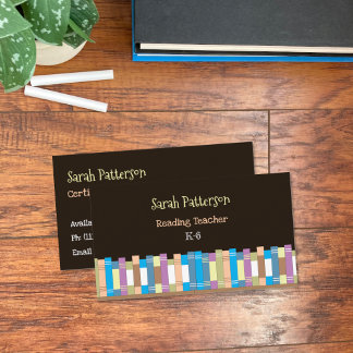 Reading Teacher Black Business Cards