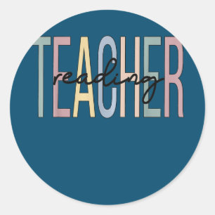 Reading Teacher Boho Reading Specialist Classic Round Sticker