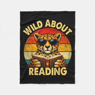 Reading teacher kids boys cheetah book lovers fleece blanket