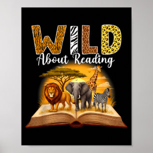 Reading teacher kids boys girls book lovers animal poster