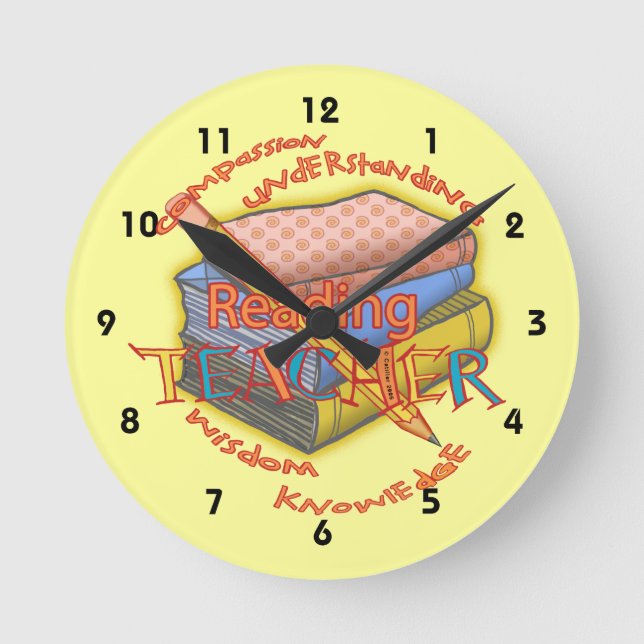Reading Teacher Motto Round Clock (Front)