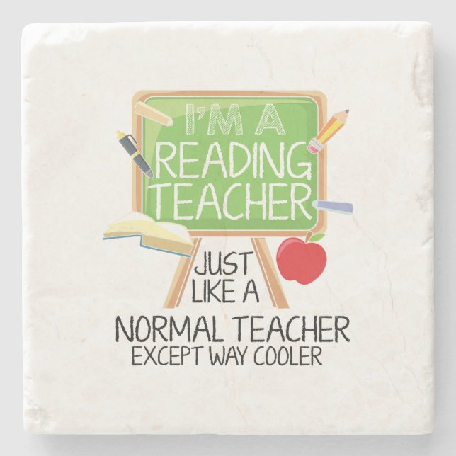 Reading Teacher  Stone Coaster (Front)