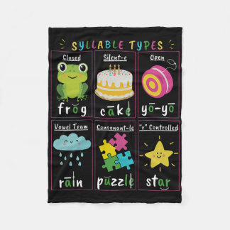 Reading Teacher Syllable Types Phonics Phonemic Aw Fleece Blanket